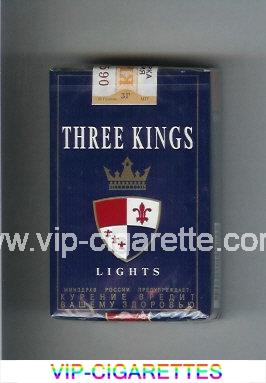 Three Kings Lights cigarettes blue soft box