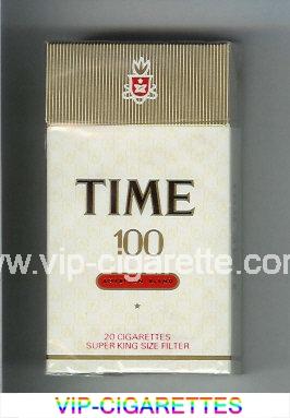 Time 100 American Blend cigarettes white and gold hard box