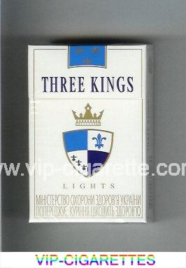 Three Kings Lights cigarettes white hard box
