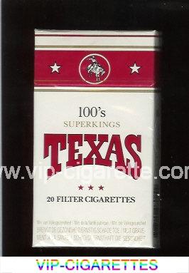 Texas 100s Superkings cigarettes white and red hard box