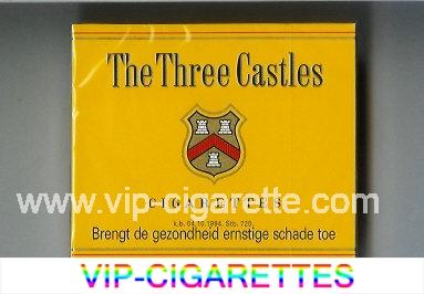 The Three Castles cigarettes yellow wide flat hard box