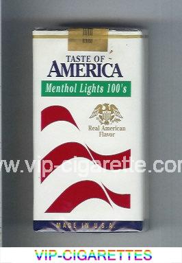 Taste of America Menthol Lights 100s cigarettes soft box