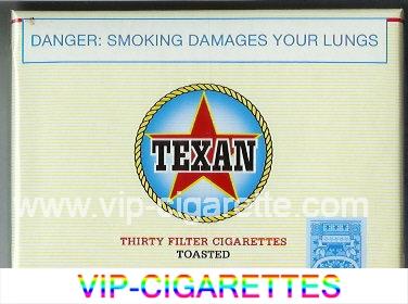 Texan Toasted 30 Filter cigarettes wide flat hard box