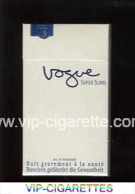 Vogue Super Slims Ultra Lights 3 100s cigarettes hard box