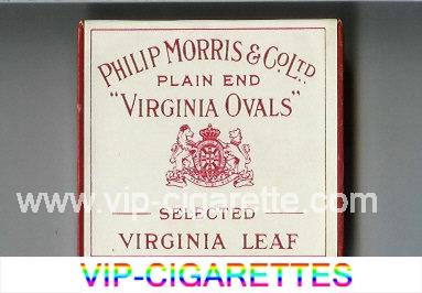 Virginia Ovals Plain End Selected Virginia Leaf cigarettes wide flat hard box