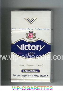 Victory 100s International cigarettes white and blue hard box