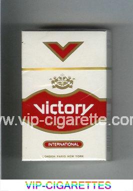 Victory International cigarettes white and red hard box