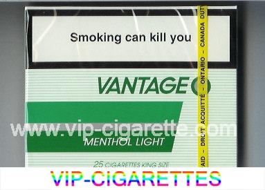 Vantage Menthol Light 25 Cigarettes wide flat hard box