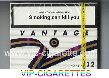 Vantage 12 Select 25 Cigarettes wide flat hard box