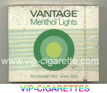 Vantage Menthol Lights 25 Cigarettes wide flat hard box