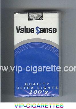 Value Sense Quality Ultra Lights 100s cigarettes soft box