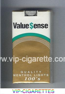 Value Sense Quality Menthol Lights 100s cigarettes soft box