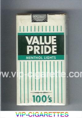 Value Pride Menthol Lights 100s cigarettes soft box