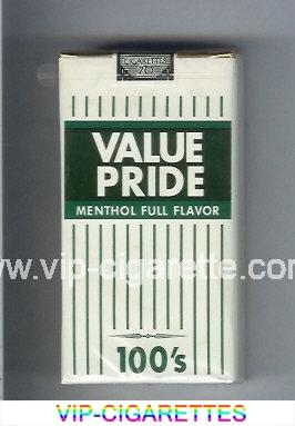 Value Pride Menthol Full Flavor 100s cigarettes soft box