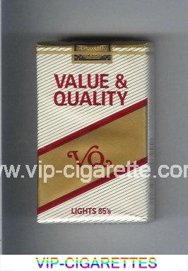 Value and Quality Lights 85s cigarettes soft box