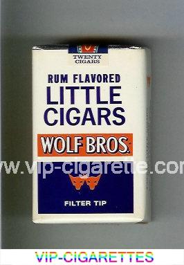 Wolf Bros Little Cigars Rum Flavored Cigarettes white and blue soft box