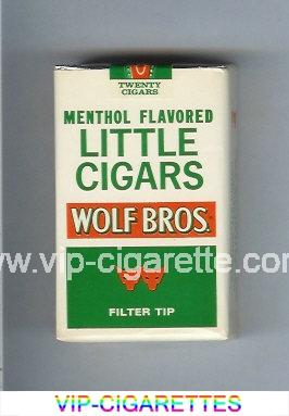 Wolf Bros Little Cigars Menthol Flavored Cigarettes white and green soft box