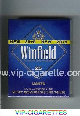 Winfield Lights An Australian Favourite 25 Cigarettes blue hard box