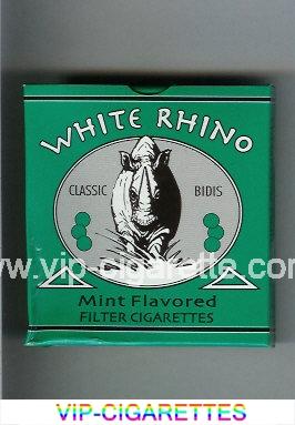 White Rhino Classic Bidis Mint Flavored cigarettes wide flat hard box
