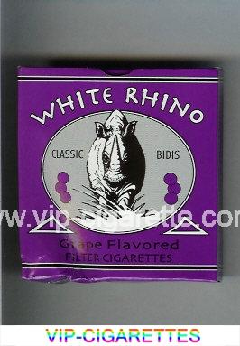 White Rhino Classic Bidis Grape Flavored cigarettes wide flat hard box