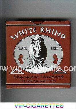 White Rhino Classic Bidis Chocolate Flavored Filter cigarettes wide flat hard box