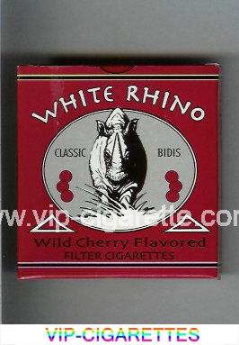 White Rhino Classic Bidis Wild Cherry Flavored cigarettes wide flat hard box