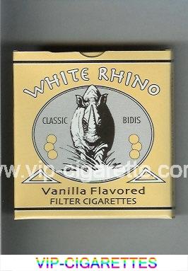 White Rhino Classic Bidis Vanilla Flavored cigarettes wide flat hard box
