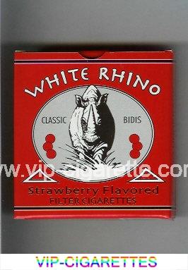 White Rhino Classic Bidis Strawberry Flavored cigarettes wide flat hard box