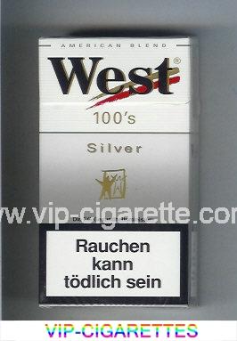 West 'R' 100s Silver American Blend cigarettes hard box