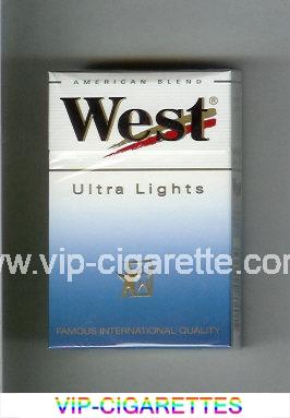 West 'R' Ultra Lights American Blend cigarettes hard box