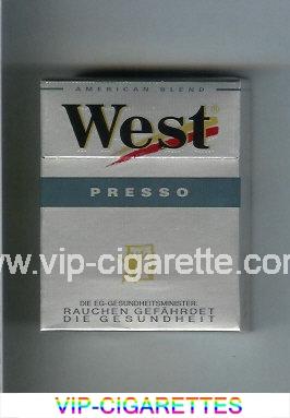 West 'R' Presso American Blend cigarettes hard box