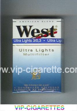 West 'R' Multifilter Ultra Lights American Blend cigarettes hard box