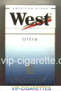 West Ultra American Blend cigarettes hard box