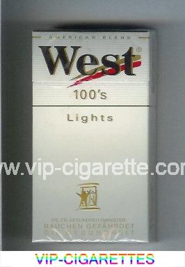 West 'R' 100s Lights American Blend cigarettes hard box