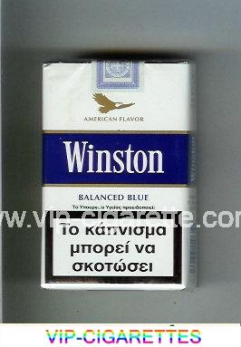 Winston with eagle from above on the top American Flavor Balanced Blue cigarettes soft box