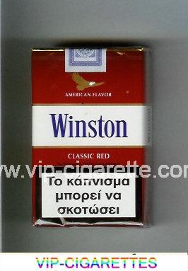 Winston with eagle from above on the top American Flavor Classic Red cigarettes soft box