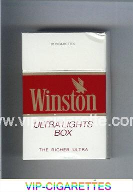 Winston with eagle from above in the right Ultra Lights white and red cigarettes hard box