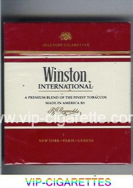 Winston International 100s cigarettes wide flat hard box